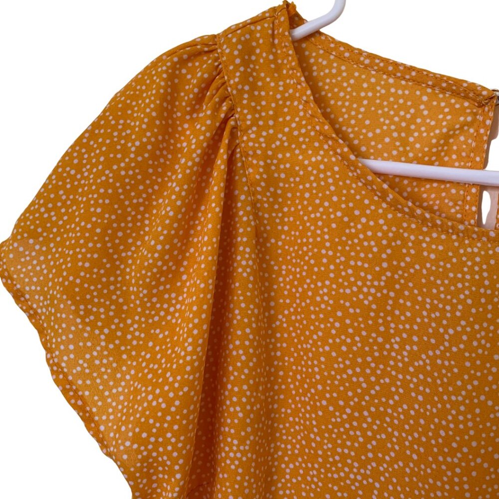 Lily White Orange and White Dot Print Blouse – Size M - Picture 4 of 7